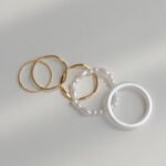 Faux Pearl Wavy Ring Set