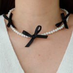Faux Pearl w/Ribbon Choker